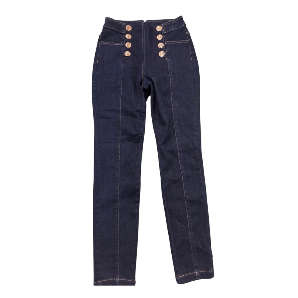 J McLaughlin HASTINGS Dark Wash Denim Jeans High Rise Skinny Sailor Sz 2 Buttons